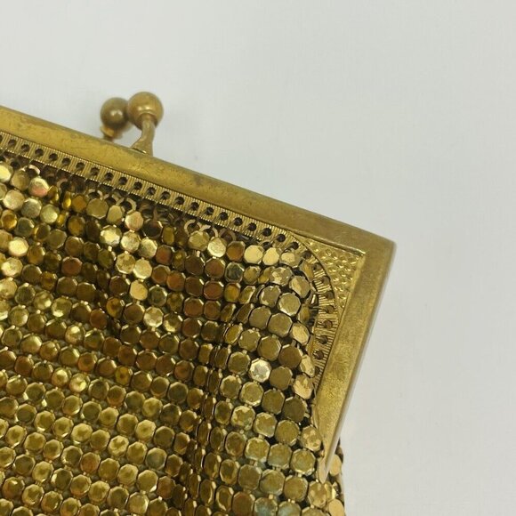 Vintage Whiting & Davis #2684 gold tone metal mesh coin purse kiss clasp (X3) - Picture 7 of 12